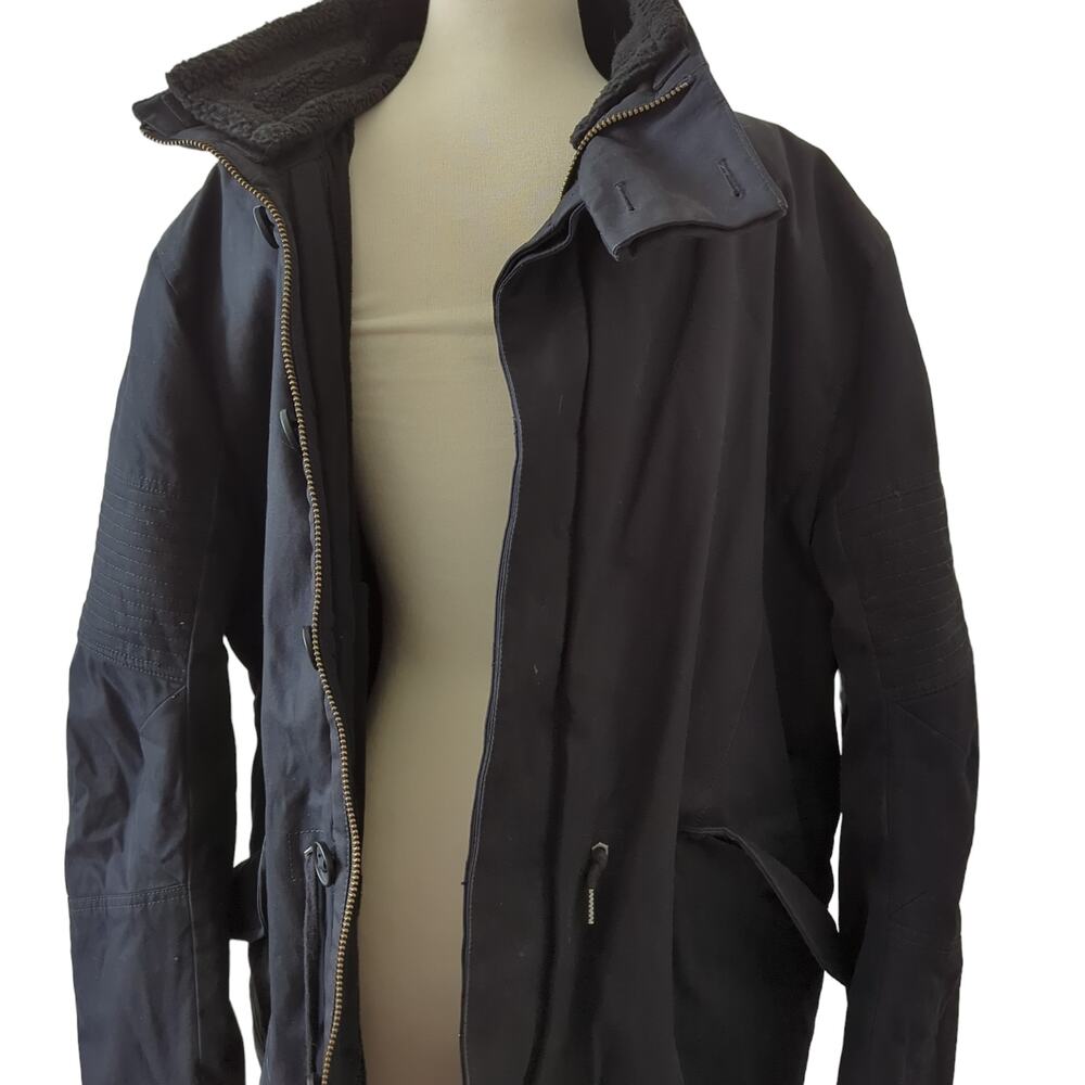 Helmut Lang Jacket Black XL Winter Coat Cargo Utility Hooded Parka Heavy Long - Picture 4 of 16